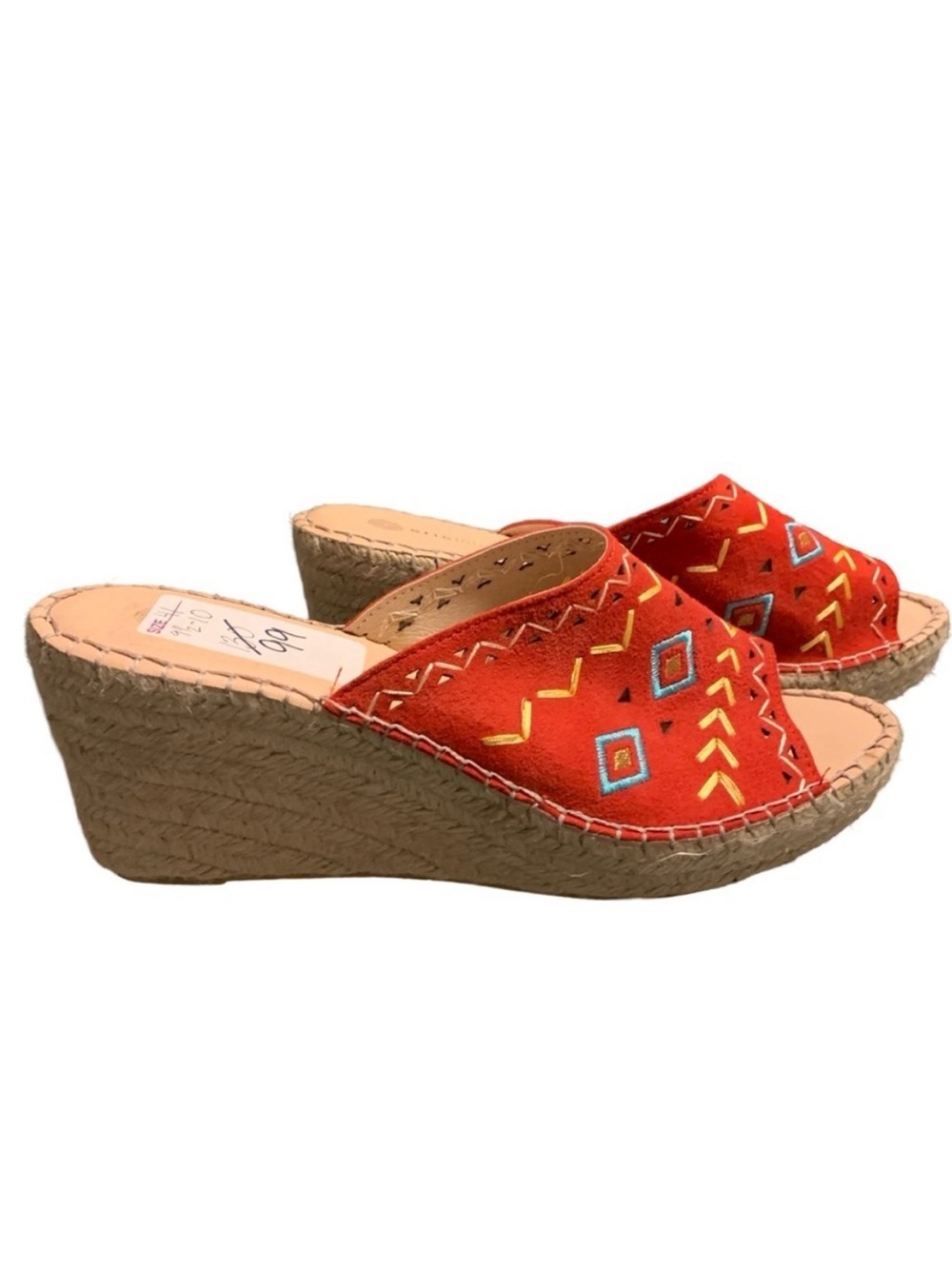 Eric Michael Embroidered Espadrille Wedge Sandals